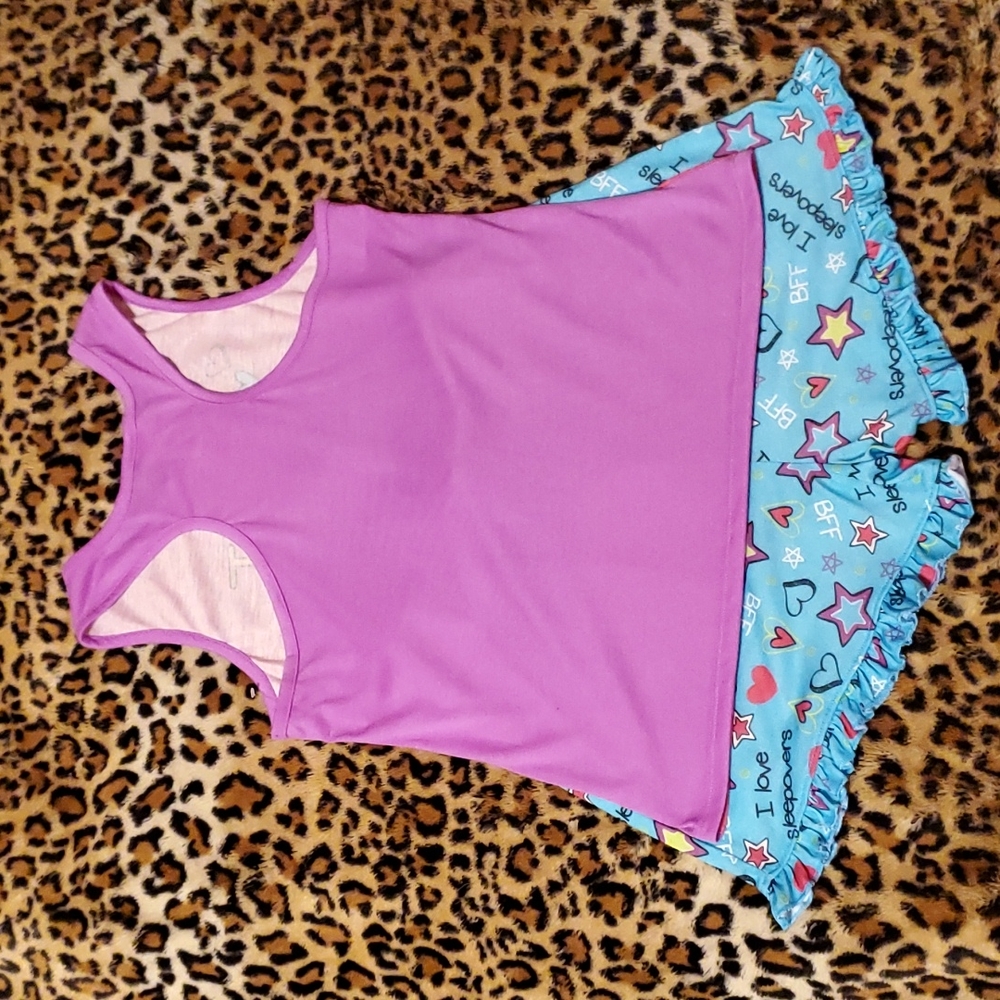 NWOT Girl's XL 14/16 "I love SLEEPOVERS" Puppy Sleep Tank & Short Set - Picture 2 of 2